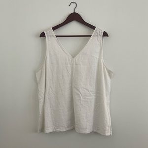 Time & Tru Sleeveless Linen-blend Top, XL, White